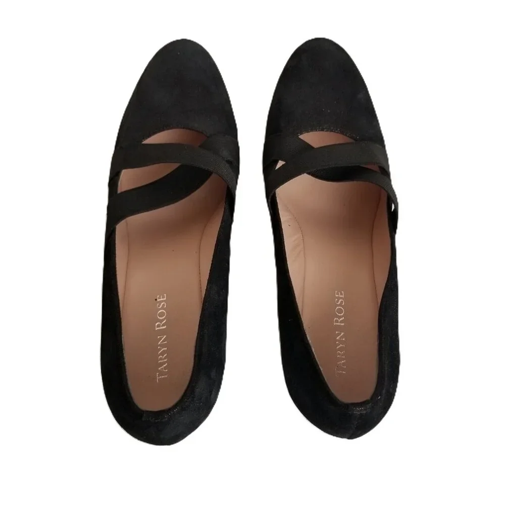 Taryn Rose Kimber Black Suede Wedge Pumps 7M Comfort Designer